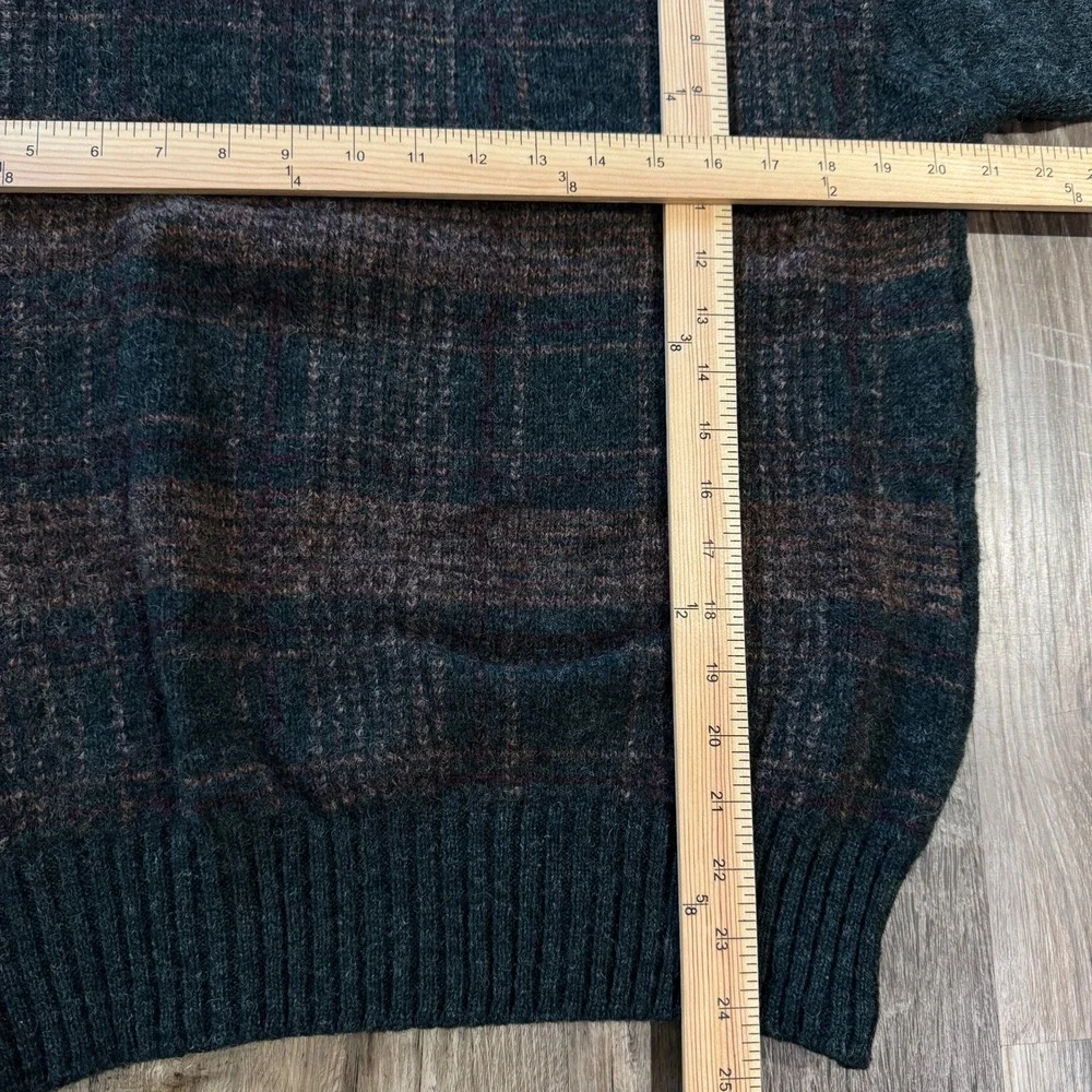 VTG 80s 90s Christopher Hayes Irish Shetland Wool Plaid Sweater Size L Fits M